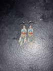 Vintage Sterling Silver Turquoise Navajo Feather Earrings