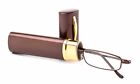 Brown Readers Aluminium Hard Case Compact Reading Glasses Tube Reading Glasses