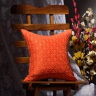 Scarlett Linens Embroidered Throw Pillow 18x18 20x20 Silk Orange Pillow Cover 2p
