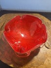 Vintage Mid Century Modern Murano Art Glass Style Red silver Heavy Dish  i 