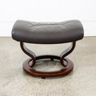 Mid Century Danish Modern Ottoman Stool Brown Leather Ekornes Metal Swivel Mcm