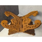 Hand Carved Wooden Folding Book Bible Stand Intricate Floral Scrollwork