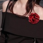 Elegant Satin Fabric Rose Flower Brooch Pin Silk Large Big Camellia Brooch La   