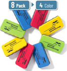 White Board Erasers  8 Pack  Vibrant Colors  Magnetic Dry Erase Eraser  Whiteboa