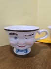 Baileys Limited Edition Yum 2 His Coffee Cups Mugs Winking Eye Face Blue Bows