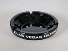 Vintage Las Vegas Hilton Hotel Ashtray Casino Round Black Glass  x