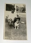 Rare Antique Vintage American Man  Pet Cat   Dog  Animal Snapshot Photo  C 1930s