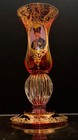 Vintage Mid East Qajar Style Hand Gold Ornament  Glass Art Pair