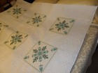 Vintage Hand Stitched Hand Quilted Cross Stitch Quilt 90 x68  Gc  