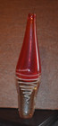 Hand Blown 13   Glass Bottle Vase Decor With Swirl Clear red Heavy  r1 