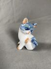 Vintage Otagiri Japan Ceramic Kitty Cat Kitten Figurine Blue white Small 2 75   