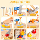 Kids Tool Set With Apron  39 Pcs Wooden Toddler Tool Bench Box Montessori