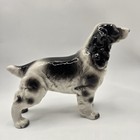 Vintage Porcelain Springer Spaniel Dog Figurine Black   White Spaniel Ornament