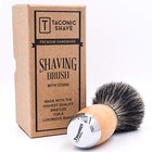  s 100  Mixed Badger Luxury Shaving Brush With Deluxe Beechwood And Chrome 