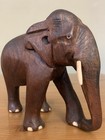 Hand Carved Vintage Elephant With Tusks  Large Figurine  Sculpture  Rosewood