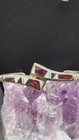 Vtg Native American Sterling Silver Necklace Cuff Purple Spiny Oyster Opal