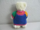 Russ Berrie   Co Teddy White Plush Soft Toy Stuffed Doll Birthday Sweater 