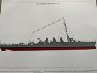 Large Vintage 1970s Colour Print Of  Hms Arethusa Light Cruiser 1914