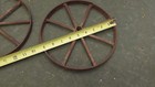 Vintage Cast-iron Pair Of Industrial Cart  Spoke Wheels 9  Diameter Farm