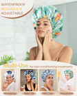 Large Shower Caps For Women Reusable Waterproof Satin Lined Shower Cap With Adju