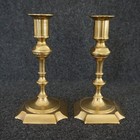 Antique Solid Brass Candlesticks Pair British 7-1 8  Tall Set Of 2  read