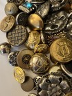 Lg Lot 100 Vintage Siver   Gold Tone Metal brass Buttons Sewing  Crafts Military