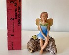 Miniature Fairy Figurine  Fairy Garden Accessories  Fairy Sitting On A Log