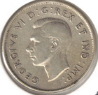 1943 Canadian Silver Kgvi   National Crest 50 Cent Coin   4