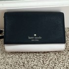 Kate Spade New York Black White Crossbody Bag Gold Hardware Snap Pockets