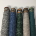 Vtg  Wooden Sewing Bobbins With Thread yard Set Of 5 Lot 13