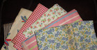 6 Feedsacks Flour Bag Fabric   Full Open   Assorted Colors   Designs   See Pics