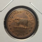 1863 New York Civil War Token Thomas White Abattoir Pig Boar Unc 630ch-3a - Cwt1