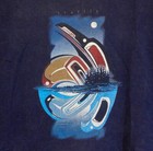 Vintage Raven Art T-shirt Mens Xl Authentic Pacific Northwest Native Canada Navy