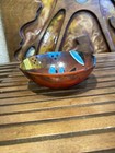 Vintage Enamel Over Copper Bowl Trinket Dish Painted Multi Color Mcm