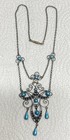 Marius Hammer Art Nouveau     Enameled  Teardrop Necklace 16    Signed  930 Silver