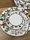 4 Coalport Crown Staffordshire Salad Plates 8    Hunting Scene Horse Dog Hunter
