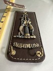 Vintage Ahjuma Argentina Leather Key Holder Wall Rack Handcrafted Tango Couple