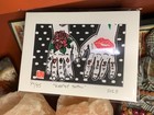 Original Linocut Print Deaf Art    kissfist Tattoo   Edition Of 35 Free Shipping