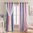  Blackout Curtains For Girls Bedroom  34 w X 63 l  pack Of 2  Grey pink purple