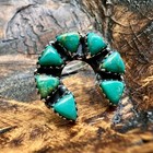 925 Sterling Silver   Kingman Turquoise Naja Cluster Ring Sz 8     Southwestern    