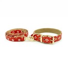 Red Collar   Leash Kit -pu Leather Designer Monogram Dog Collar Gold Hardware