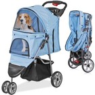 Foldable Dog Cat Stroller 3 Wheel Travel Carrier W  Storage Basket Cup Holder Us