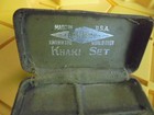 Vintage Gillette Wwi Khaki Set Razor  Blades  Mirror In Case Gold Colored