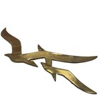 Vtg Mcm  Solid Brass Flying  Seagull Wall Sculpture Polished Metallic Finish 28   