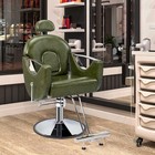 Green Reclining Barber Chair Hydraulic Salon Chair Hair Styling Tattoo Spa Chair