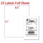25 Full Sheet Shipping Labels 8 5x11 Self Adhesive Blank Paper For Laser inkjet