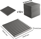 12-96pcs Acoustic Wall Panels Studio Sound Noise Proofing Insulation Foam Gray