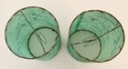 2 Vintage Mid Century Fiberglass Lamp Shades Whip Stitch Clip Top Turquoise-blue