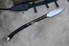 Custom Handmade Carbon Steel Hunting Hellboy Spear Knife W wood Handle   Sheath