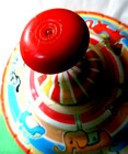 Toy Spinning Top  Ohio Art  Metal Circus Jungle Animals Tin Toy